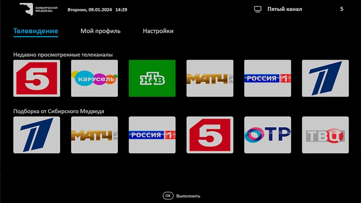 Скриншот приложения Медведь ТВ