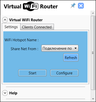 Virtual WiFi Router Настройки