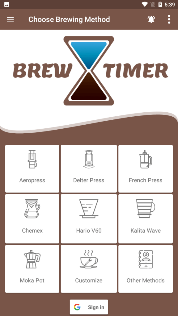 Brew Timer Choose Method
