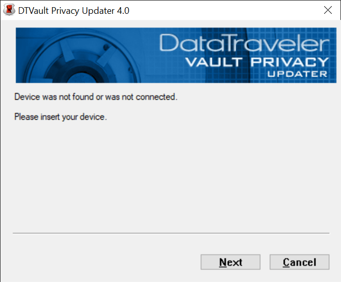 DataTraveler Vault Privacy Device connection