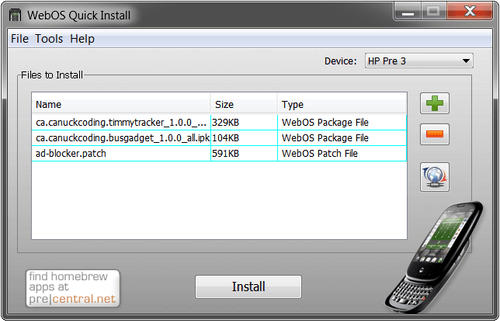 webOS Quick Install File list