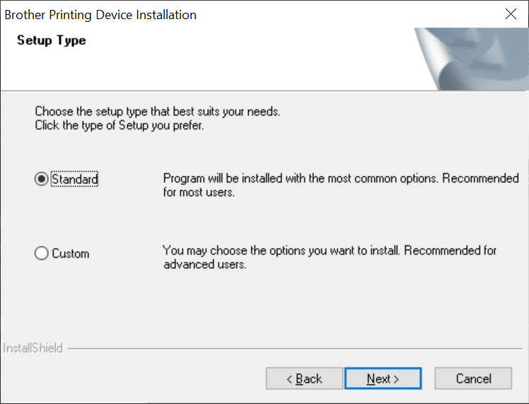 Brother DCP 7057R Choose setup type