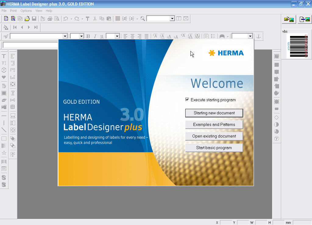HERMA Label Designer plus Welcome screen