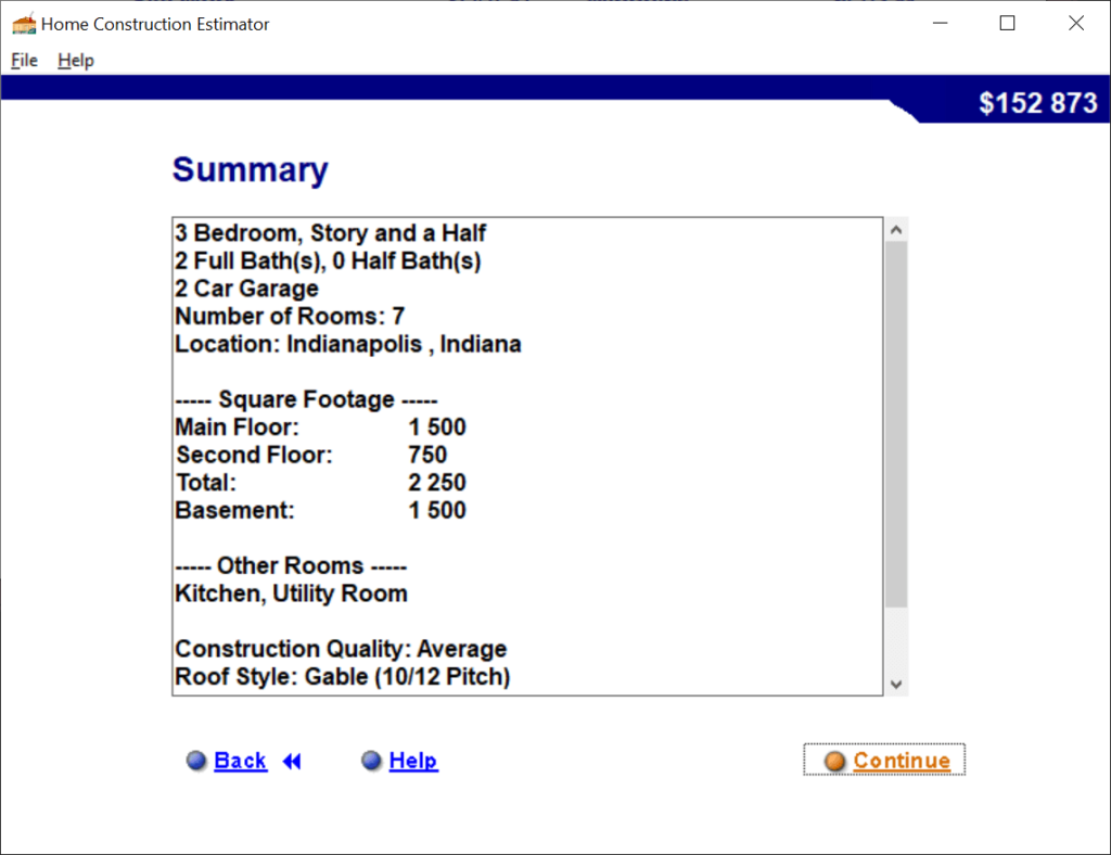 Home Construction Estimator Project summary