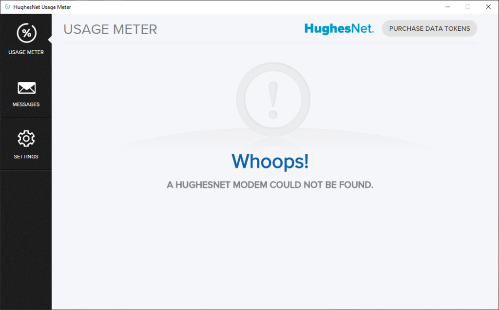 HughesNet Status Meter Connect via modem