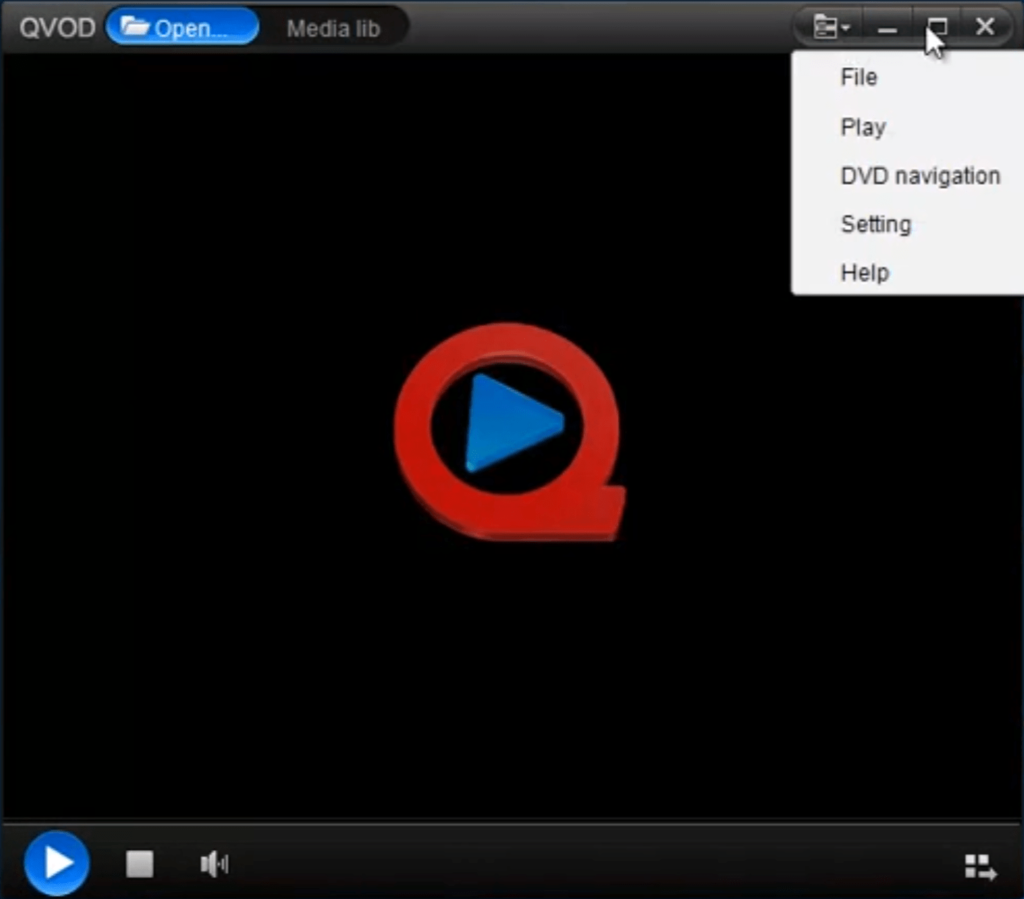 Qvod Player Main menu