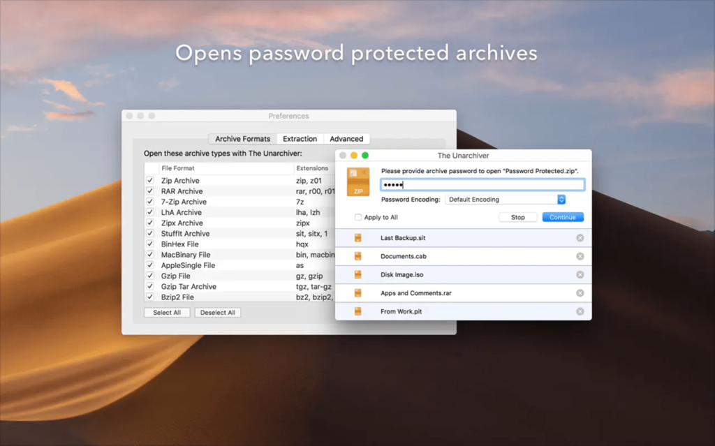 Unarchiver Password protection