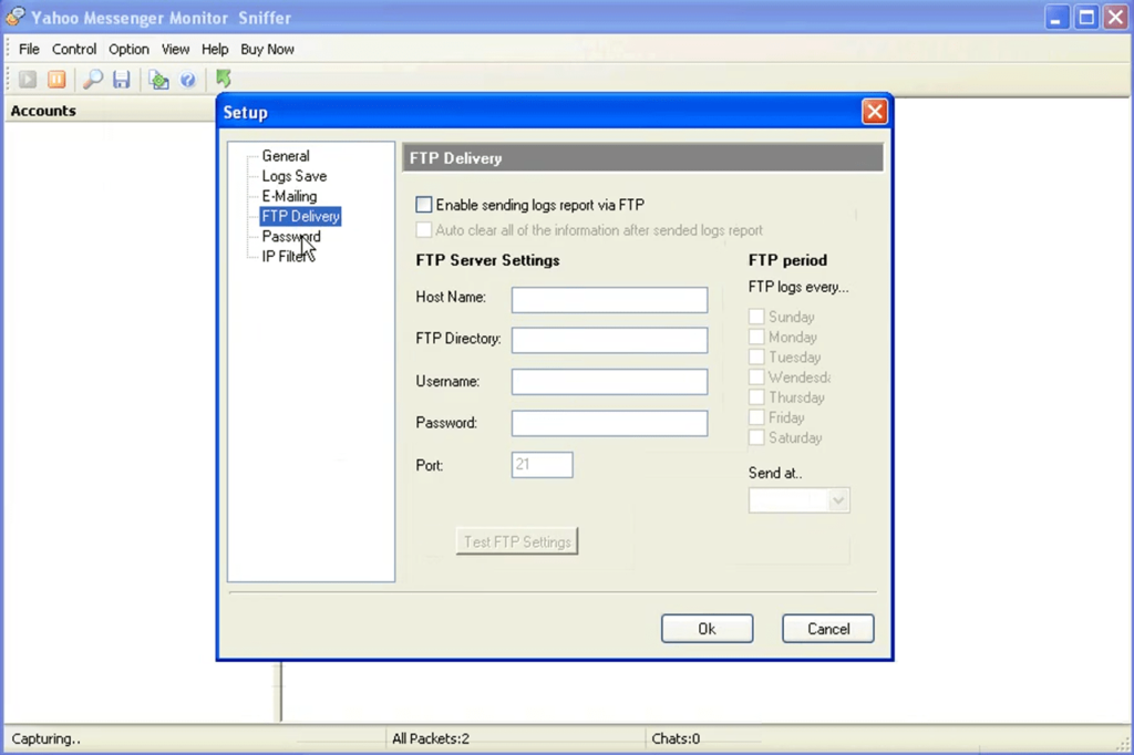 Yahoo Messenger Monitor Sniffer FTP parameters