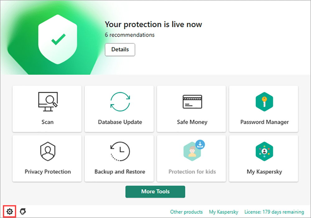 Kaspersky Internet Security Included tools