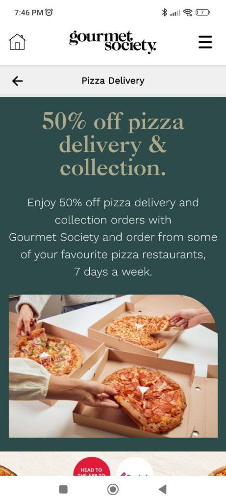 gourmet society Pizza delivery