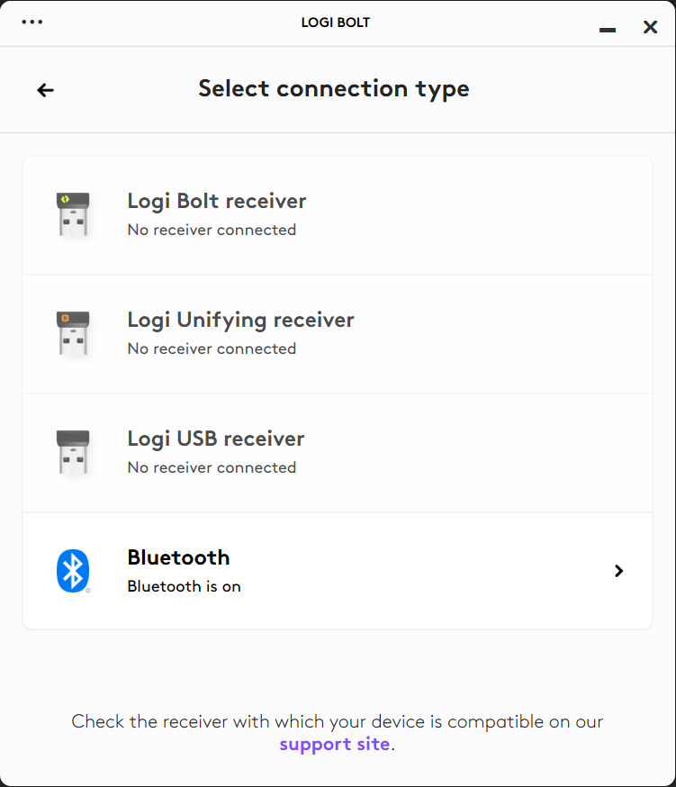 Logi Bolt Supported connection methods