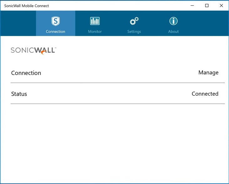 SonicWALL Mobile Connect Network status