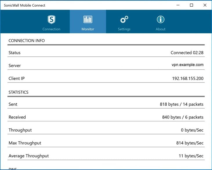 SonicWALL Mobile Connect VPN configuration